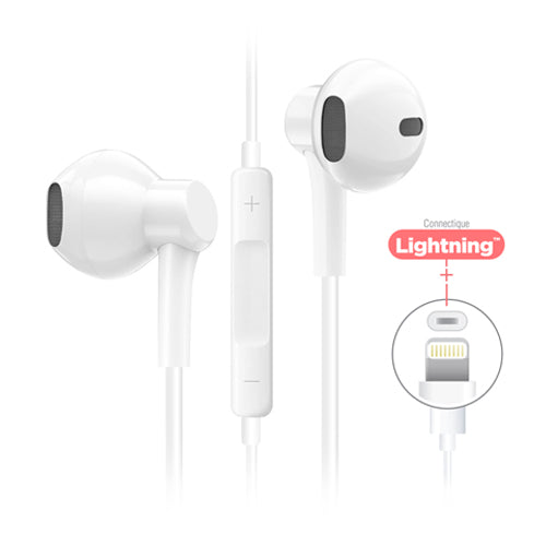 ECOUTEURS FILAIRE AREA LINK LIGHTNING AVEC MODE BLUETOOTH, BLANC-WAVE