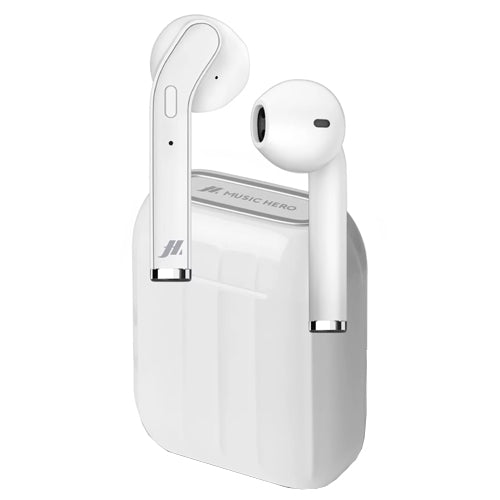 EARBUDS STYLE TWS, WHITE -MUSIC HERO