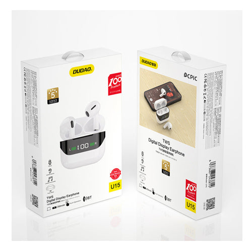 EARBUDS U15 TWS WITH WHITE CHARGE STATUS INDICATOR U15-DUDAO