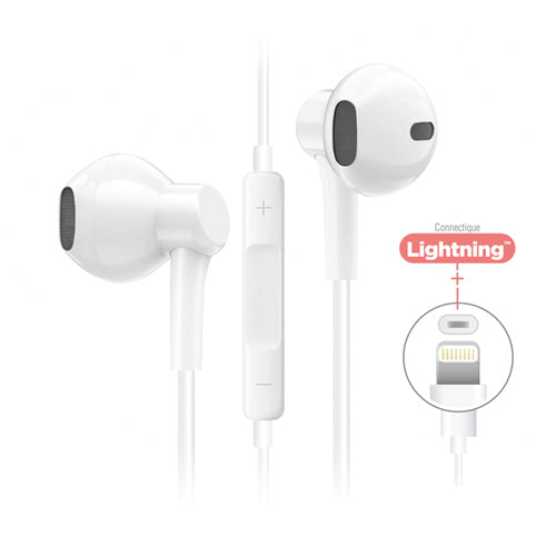 WIRED TECH LINE LIGHTNING HEADPHONES WITH BLUETOOTH MODE, WHITE-WAVE