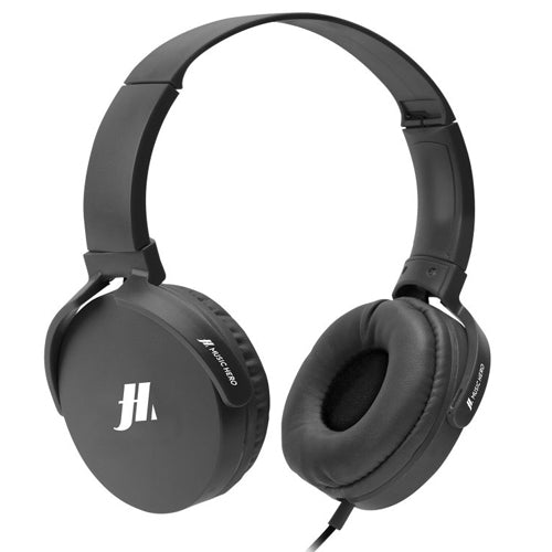 WIRED HEADPHONE WITH MICROPHONE 3.5MM JACK PLUG BLACK-MUSIC HERO