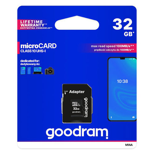 MEMORY CARD 32 GB MICRO SD HC UHS-I CLASS 10, ADAPTER SD-GOODRAM