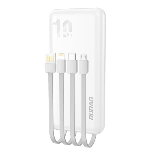 DUDAO K6PRO UNIVERSAL EXTERNAL BATTERY 10000MAH WITH USB CABLE, USB TYPE-C, LIGHTNING K6PRO-WHITE