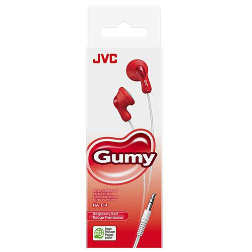 ECOUTEURS FILAIRE GUMY HA-F14, ROUGE & BLANC-JVC