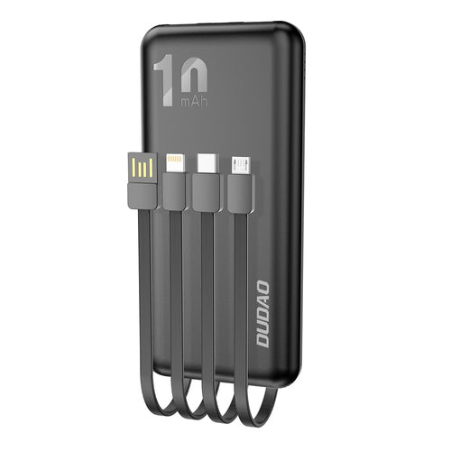 DUDAO K6PRO UNIVERSAL EXTERNAL BATTERY 10000MAH WITH USB CABLE, USB TYPE-C, LIGHTNING K6PRO-BLACK
