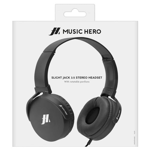 WIRED HEADPHONE WITH MICROPHONE 3.5MM JACK PLUG BLACK-MUSIC HERO