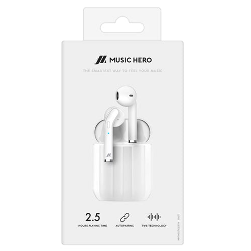 EARBUDS STYLE TWS, BLANC -MUSIC HERO