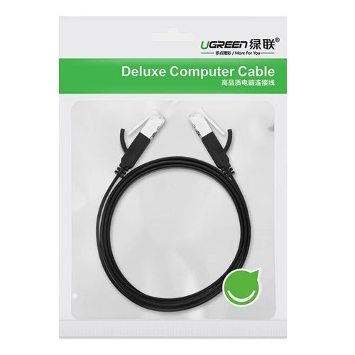 UGREEN FLAT CABLE INTERNET NETWORK CABLE ETHERNET PATCHCORD RJ45 CAT 6 UTP 1000MBPS 1M BLACK NW101 50184