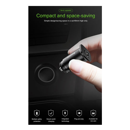 UNIVERSAL SMART CAR CHARGER PPS USB QUICK CHARGE 4.0 QC 4.0 AND USB-C PD 3.0 SCP BLACK - BASEUS