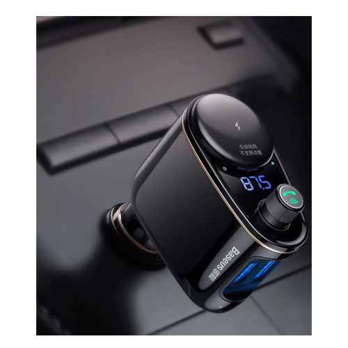 BLUETOOTH FM TRANSMITTER CAR CHARGER MP3 2X USB 3.4A CCALL-RH01 BLACK - BASEUS