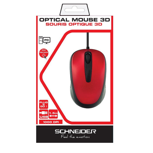 SCHNEIDER WIRED OPTICAL MOUSE 1.5 M RED