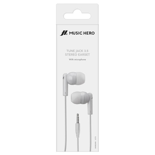 WIRED TUNE EARPHONES WITH 3.5MM JACK, WHITE-MUSIC HERO