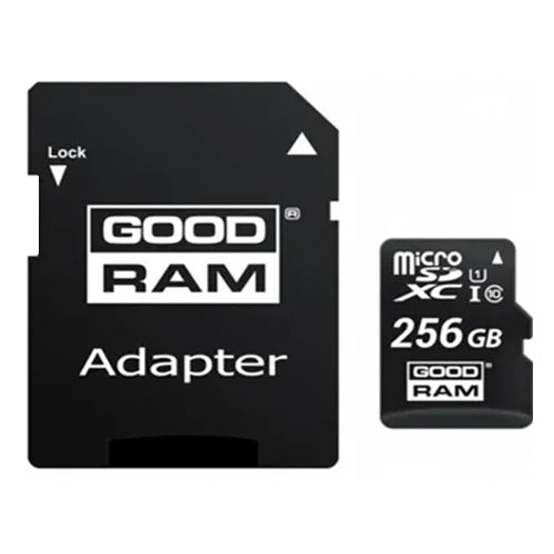 256 GB MICRO SD XC UHS-I CLASS 10 MEMORY CARD, SD-GOODRAM ADAPTER