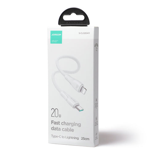 JOYROOM USB-C TO LIGHTNING CABLE 20W SURPASS SERIES FOR FAST CHARGING AND DATA TRANSFER 0.25M WHITE S-CL020A11