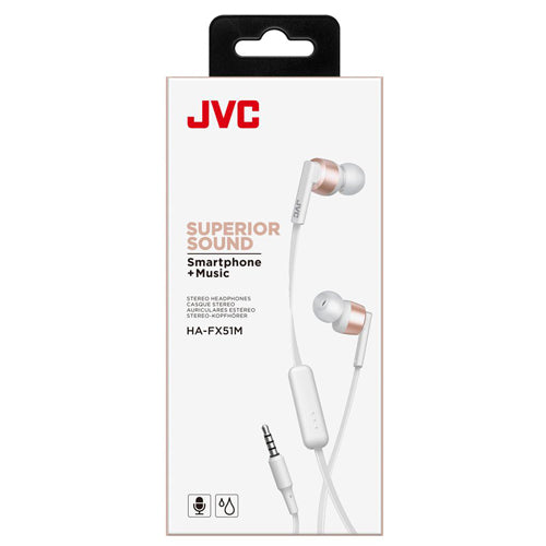 SUPERIOR SOUND HA-FX51MW WIRED EARPHONES, WHITE-JVC