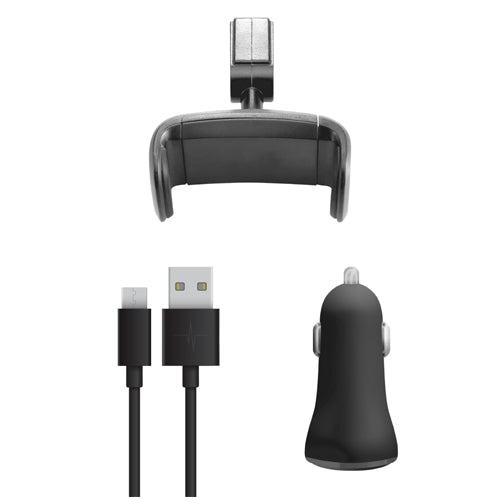 PACK EASY DRIVE , SUPPORT TELEPHONE VOITURE, CABLE MICRO USB , CHARGEUR VOITURE 3.4A, NOIR-WAVE