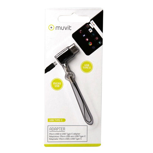 MUVIT MICRO-USB/TYPE C ADAPTER WITH CLIP BLACK