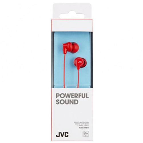 POWER SOUND HA-FC10R WIRED EARPHONES, RED-JVC