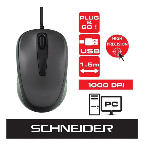 SCHNEIDER WIRED OPTICAL MOUSE 1.5 M BLACK