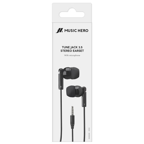 WIRED TUNE EARPHONES WITH 3.5MM JACK, BLACK-MUSIC HERO