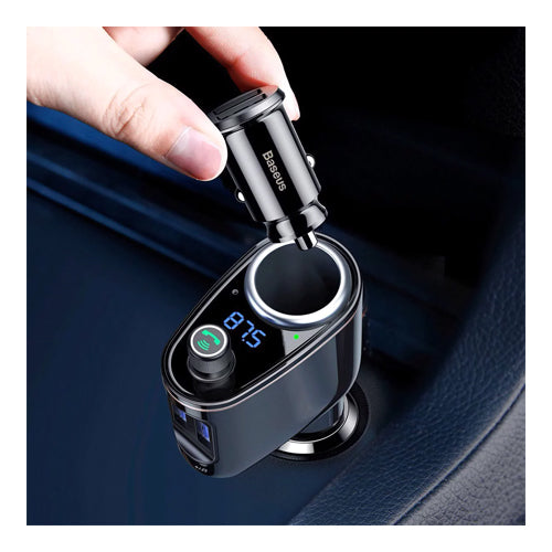 BLUETOOTH FM TRANSMITTER CAR CHARGER MP3 2X USB 3.4A CCALL-RH01 BLACK - BASEUS