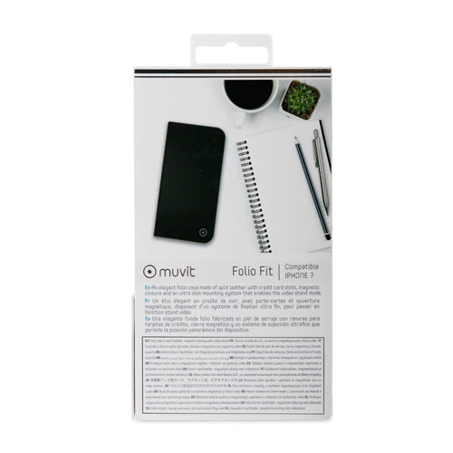 MUVIT FOLIO FITCROSS BLACK LEATHER: APPLE IPHONE SE/8/7/6S/6