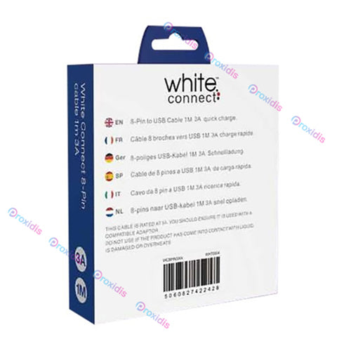 LIGHTNING 1M 3A WHITE CONNECT USB CABLE
