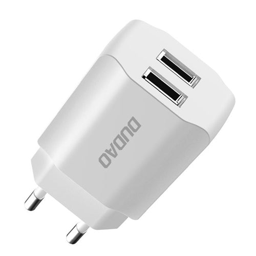 EU MAINS CHARGER 2X USB 5V / 2.4A A2EU WHITE-DUDAO