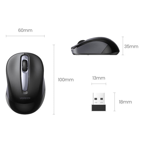 UGREEN PRACTICAL WIRELESS USB MOUSE BLACK