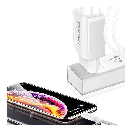 EU MAINS CHARGER 2X USB 5V / 2.4A WITH LIGHTNING CABLE A2EU-DUDAO