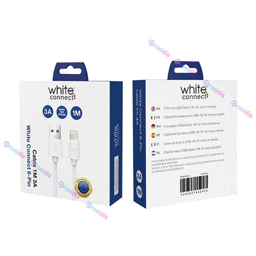 CÂBLE USB LIGHTNING 1M 3A WHITE CONNECT