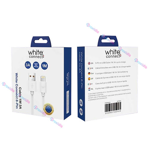 LIGHTNING 1M 3A WHITE CONNECT USB CABLE