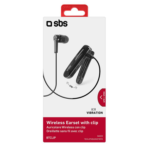 WIRELESS EARPHONES WITH HOOK, BLACK-SBS