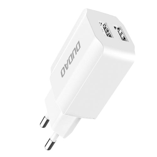 EU MAINS CHARGER 2X USB 5V / 2.4A WITH USB TYPE C CABLE WHITE A2EU-DUDAO