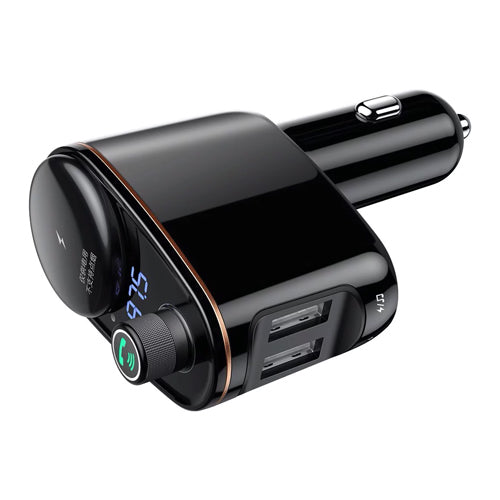 BLUETOOTH FM TRANSMITTER CAR CHARGER MP3 2X USB 3.4A CCALL-RH01 BLACK - BASEUS
