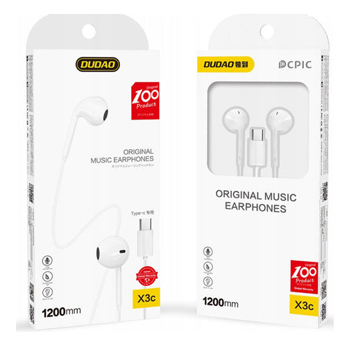 EARBUDS X3C WITH TYPE-C CONNECTOR WHITE-DUDAO