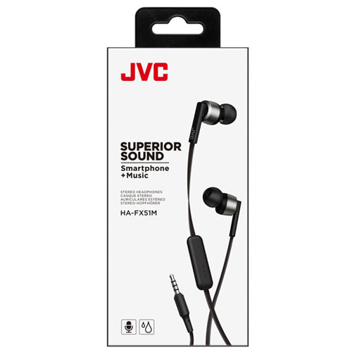 SUPERIOR SOUND HA-FC51MB WIRED EARPHONES, BLACK-JVC