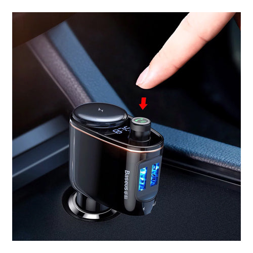 BLUETOOTH FM TRANSMITTER CAR CHARGER MP3 2X USB 3.4A CCALL-RH01 BLACK - BASEUS