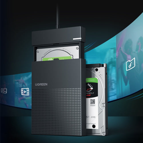 UGREEN HARD DRIVE ENCLOSURE 2.5'' USB 3.2 GEN 1 5GBPS BAY FOR HDD SSD WITH BLACK USB CABLE CM471