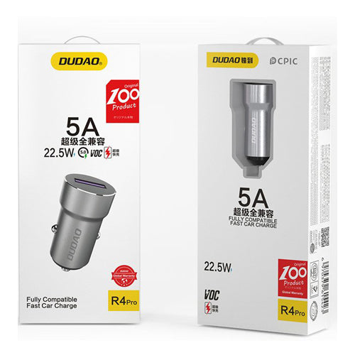 R4PRO USB CAR CHARGER QUICK CHARGE 3.0 5A 22.5 W GRAY -DUDAO