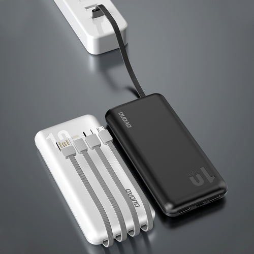 DUDAO K6PRO BATTERIE EXTERNE UNIVERSELLE 10000MAH AVEC CÂBLE USB, USB TYPE-C, LIGHTNING  K6PRO-BLANC