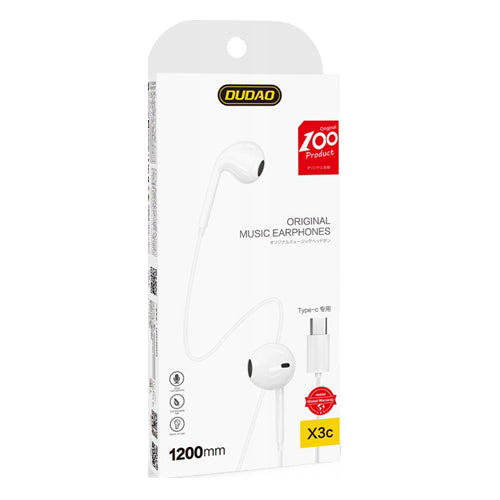 EARBUDS X3C WITH TYPE-C CONNECTOR WHITE-DUDAO