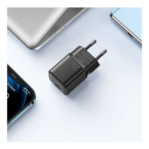 MAINS CHARGER L-P202 QUICK CHARGING USB TYPE C 20W POWER DELIVERY 3.0 AFC BLACK -JOYROOM