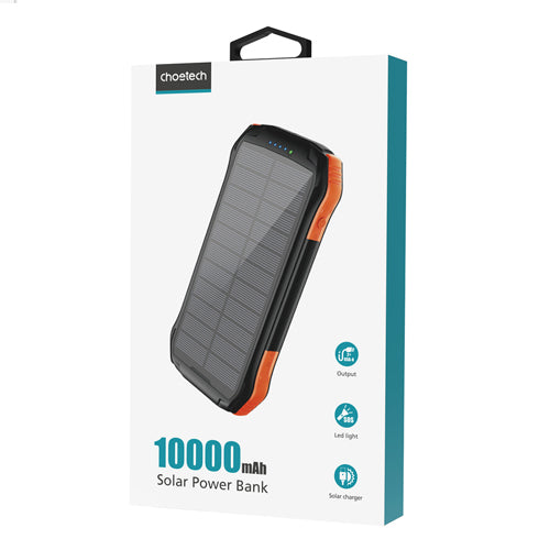 CHOETECH POWERBANK SOLAIRE AVEC CHARGEMENT INDUCTION 10000MAH QI 5W ORANGE