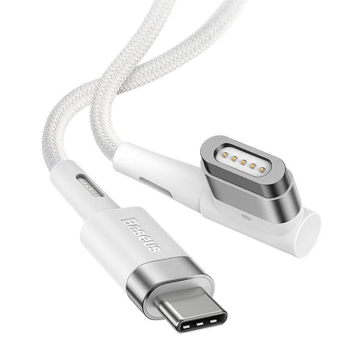 BASEUS ZINC ANGLED MAGNETIC POWER CABLE FOR MACBOOK POWER - USB TYPE-C 60W 2M WHITE L-shaped CATXC-W02