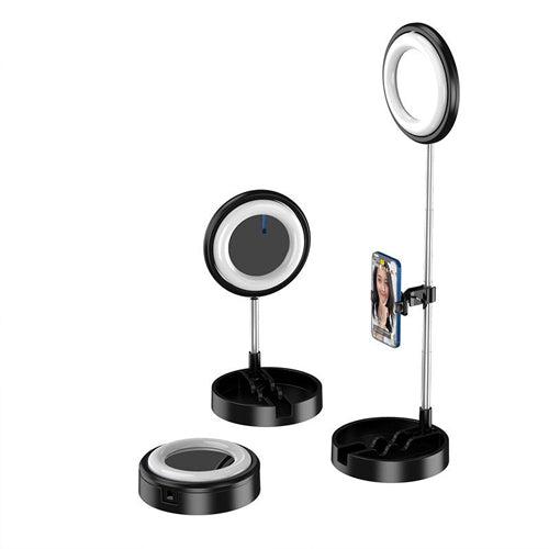 PHONE MOUNT FOR LIVE STREAMING YOUTUBE TIKTOK INSTAGRAM VIDEO RECORDING SET LED SELFIE RING LIGHT FLASH 1TMJ BLACK