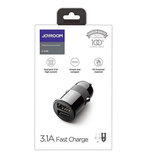 CHARGEUR DE VOITURE 2X USB 3.1 A C-A06 NOIR-JOYROOM