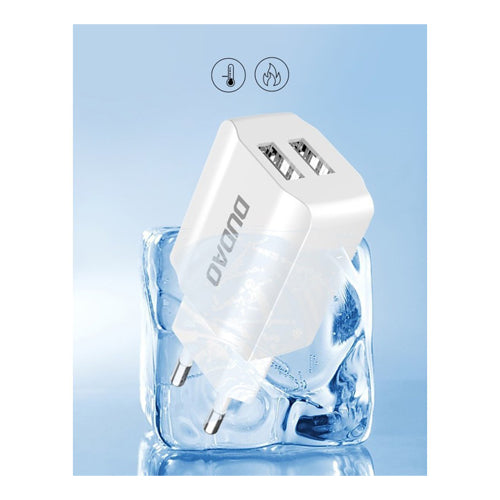 EU MAINS CHARGER 2X USB 5V / 2.4A A2EU WHITE-DUDAO