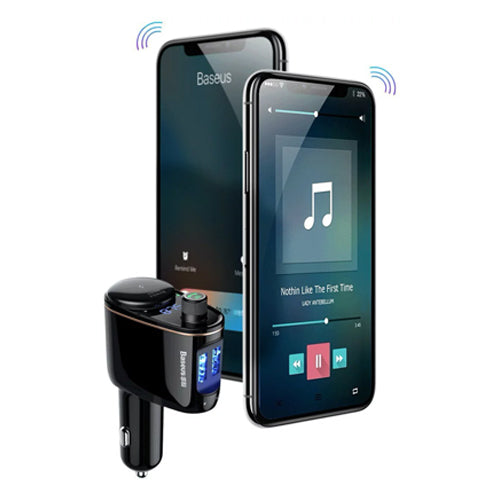 BLUETOOTH FM TRANSMITTER CAR CHARGER MP3 2X USB 3.4A CCALL-RH01 BLACK - BASEUS