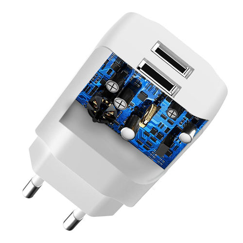 EU MAINS CHARGER 2X USB 5V / 2.4A WITH LIGHTNING CABLE A2EU-DUDAO